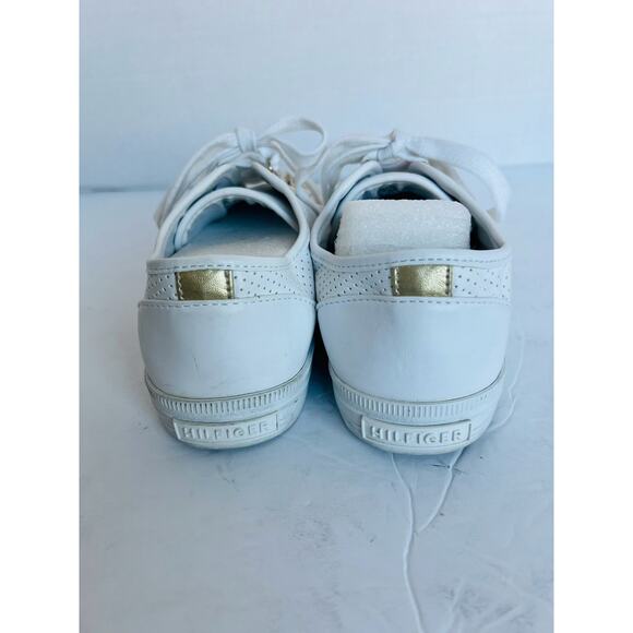 Tommy Hilfiger Classic Tennis Vegan White Gold Low Top Sneaker Shoes Sz 8.5M - Picture 7 of 11